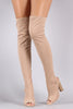 Fitted Elastane Peep Toe Over-The-Knee Chunky Heel Boots