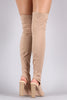Fitted Elastane Peep Toe Over-The-Knee Chunky Heel Boots