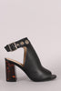 Grommet Ankle Strap Marble Chunky Mule Heel