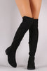 Suede Elastane Panel Over-The-Knee Riding Boots