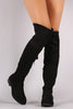 Suede Back Tassel Corset Lace Up Riding Boots