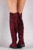Suede Back Tassel Corset Lace Up Riding Boots