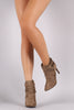 Breckelle Suede Pointy Toe Lace Up Ankle Boots