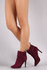 Breckelle Suede Pointy Toe Lace Up Ankle Boots