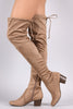 Breckelle Suede Drawstring-Tie Block Heeled Boots