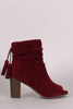 Breckelle Slouched Open Toe Stacked Heel Ankle Boot