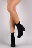 Velvet Fitted Block Heel Booties