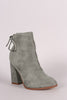 Suede Back Lace Up Chunky Heeled Ankle Boots