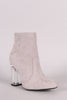 Qupid Vegan Suede Lucite Chunky Heel Bootie