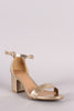 Bamboo Metallic Ankle Strap Open Toe Block Heel