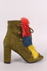 Faux Fur Front Peep Toe Ankle Boots