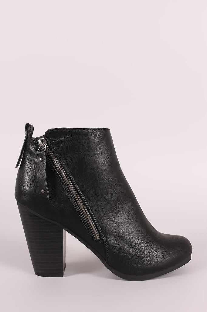 Breckelle Zipper Trim Chunky Heeled Ankle Boots