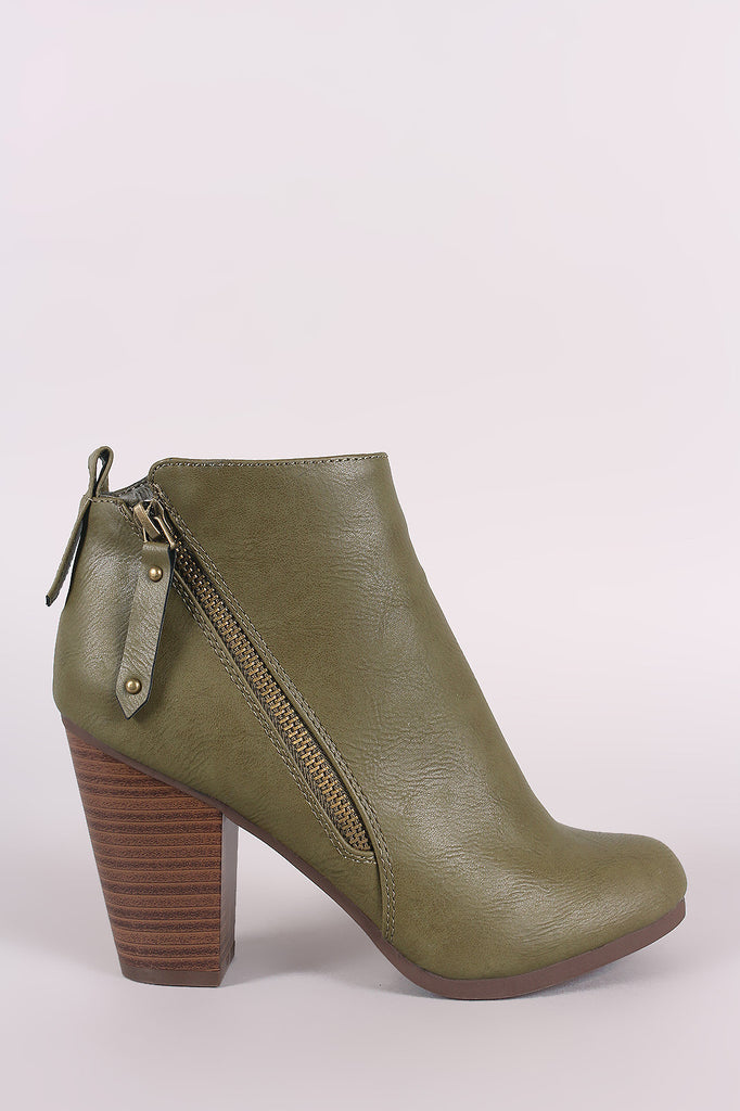 Breckelle Zipper Trim Chunky Heeled Ankle Boots