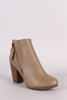 Breckelle Zipper Trim Chunky Heeled Ankle Boots