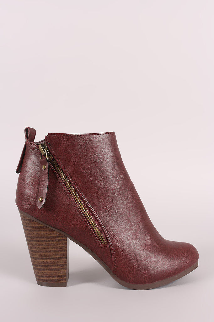 Breckelle Zipper Trim Chunky Heeled Ankle Boots