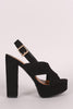 Bamboo Suede Crisscross Slingback Chunky Platform Heel
