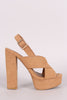 Bamboo Suede Crisscross Slingback Chunky Platform Heel