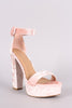Bamboo Velvet Ankle Strap Chunky Platform Heel