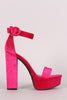 Bamboo Velvet Ankle Strap Chunky Platform Heel