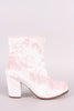 Crushed Velvet Chunky Heeled Ankle Boots