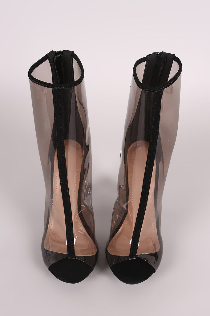 Shoe Republic LA Nubuck Trim Chunky Lucite Heeled Boots