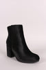 Qupid Crushed Velvet Blocky Heeled Ankle Boots
