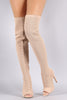 Stretch Pierced Knit Stiletto Over-The-Knee boots