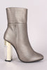 Pebbled Chunky Metallic Lucite Heeled Ankle Boots