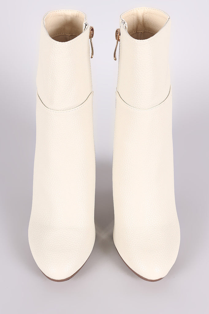 Pebbled Chunky Metallic Lucite Heeled Ankle Boots