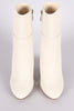 Pebbled Chunky Metallic Lucite Heeled Ankle Boots