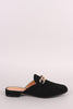 Chained Suede Almond Toe Mule Loafer Flat