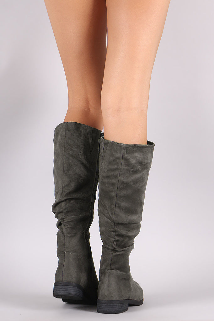 Slouchy Suede Riding Knee High Boots