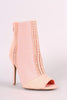 Qupid Perforated Suede Mesh Inset Stiletto Booties