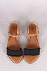 Bamboo Frayed Canvas Ankle Strap Flat Sandal
