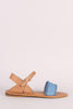 Bamboo Frayed Denim Ankle Strap Flat Sandal