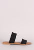 Bamboo Two Band Frayed Canvas Slide Sandal