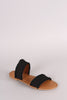 Bamboo Two Band Frayed Canvas Slide Sandal
