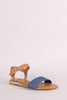 Bamboo Open Toe Ankle Strap Denim Flat Sandal