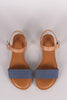 Bamboo Open Toe Ankle Strap Denim Flat Sandal