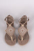 Bamboo Suede Embroidery And Whipstitch Thong Flat Sandal