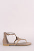 Bamboo Suede Embroidery And Whipstitch Thong Flat Sandal