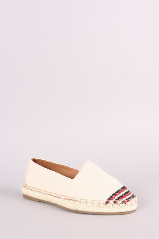 Bamboo Canvas Braided Espadrille Slip On Loafer Flat