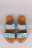 Bamboo Denim Double Band Slide Sandal