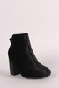 Bamboo Crushed Velvet Chunky Heeled Ankle Boots
