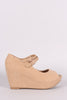 Bamboo Nubuck Double Mary Jane Strap Platform Wedge