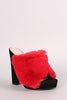 Shoe Republic LA Faux Fur Chunky Platform Mule Heel