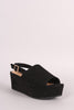 Bamboo Suede Peep Toe Slingback Mule Wedge