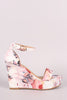 Bamboo Abstract Print Ankle Strap Platform Wedge