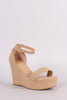 Bamboo Nubuck Ankle Strap Platform Wedge