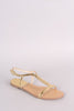 Qupid Patent Open Toe Ankle Strap Flat Sandal